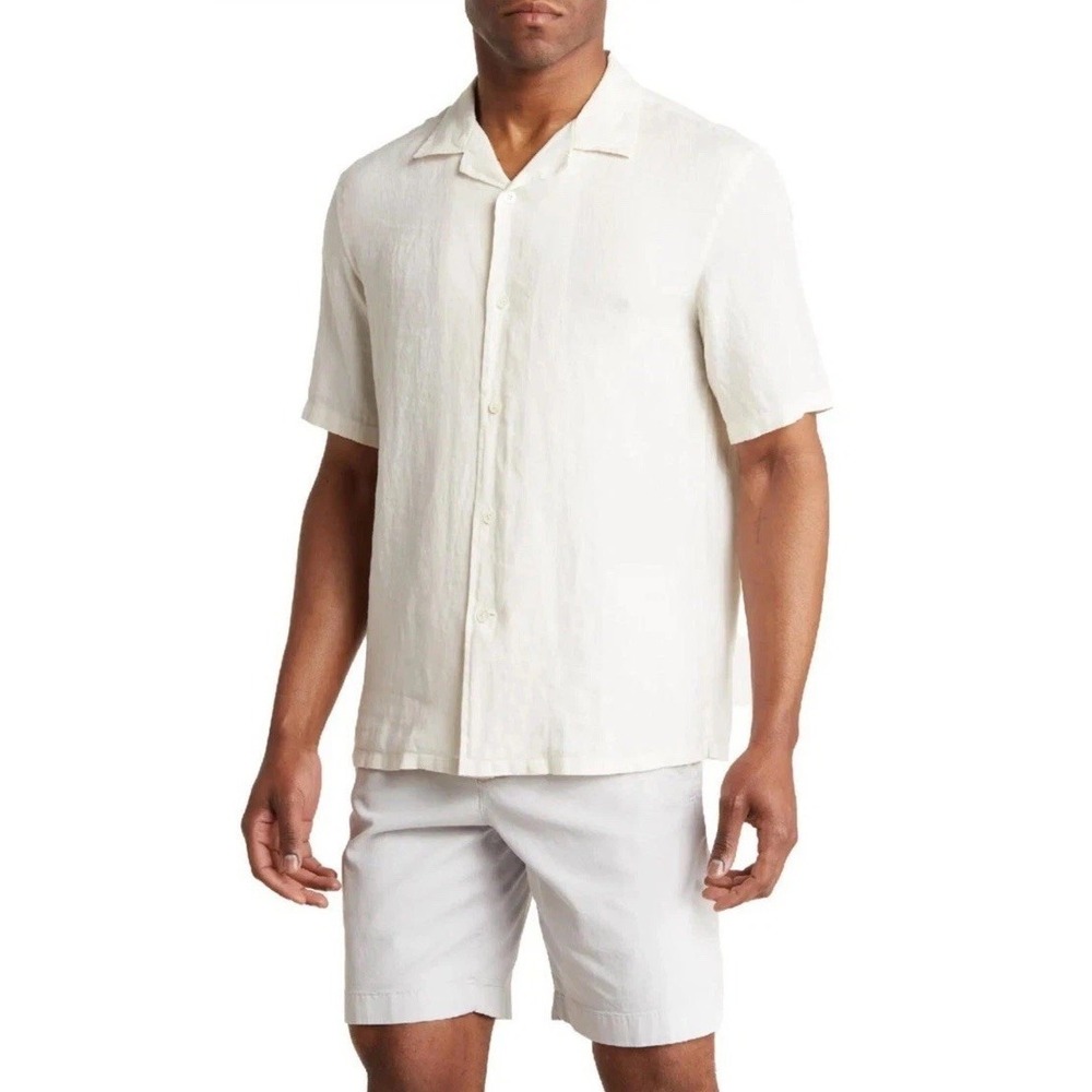 NWT Theory DAZE 100% Precise Linen Ivory Summer Casual Shirt Men's L